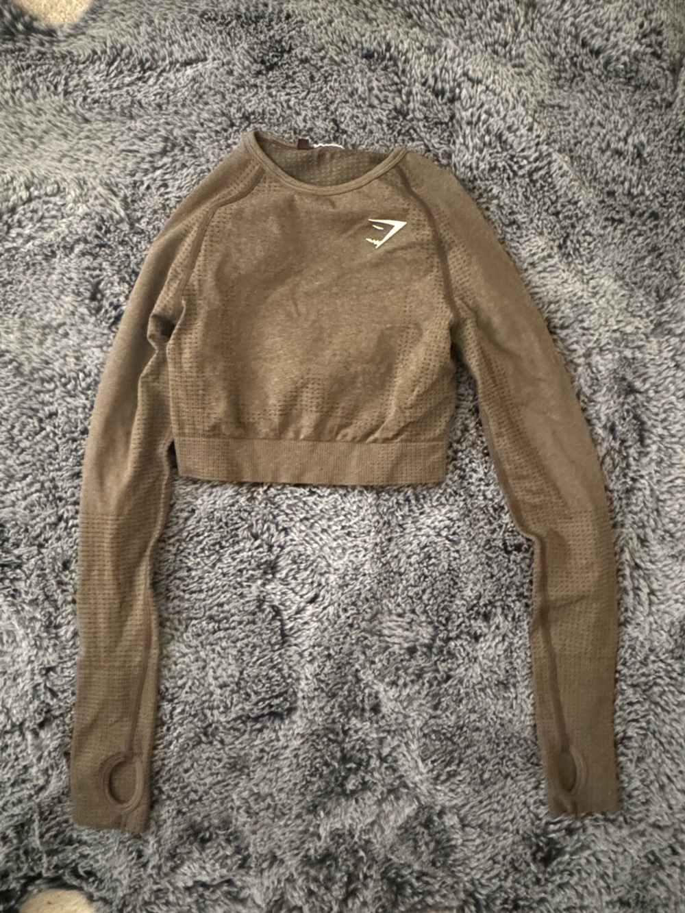 Gymshark Olive Green Cropped Seamless Long-Sleeve Top